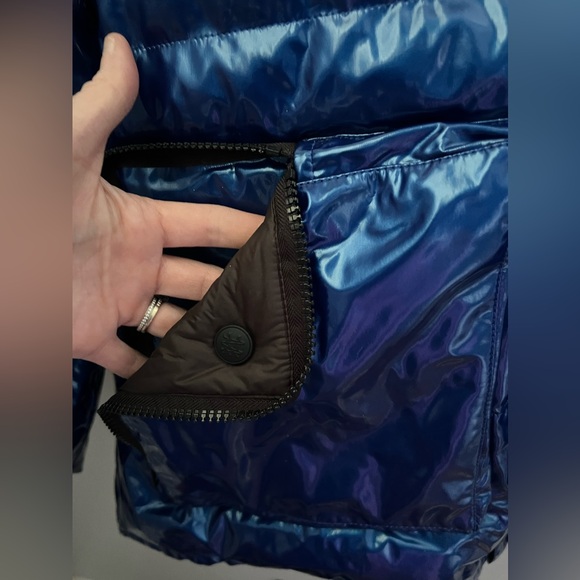 New Mr & Mrs Italy Metallic Blue Padded Rain Coat Size Medium - Picture 7 of 14